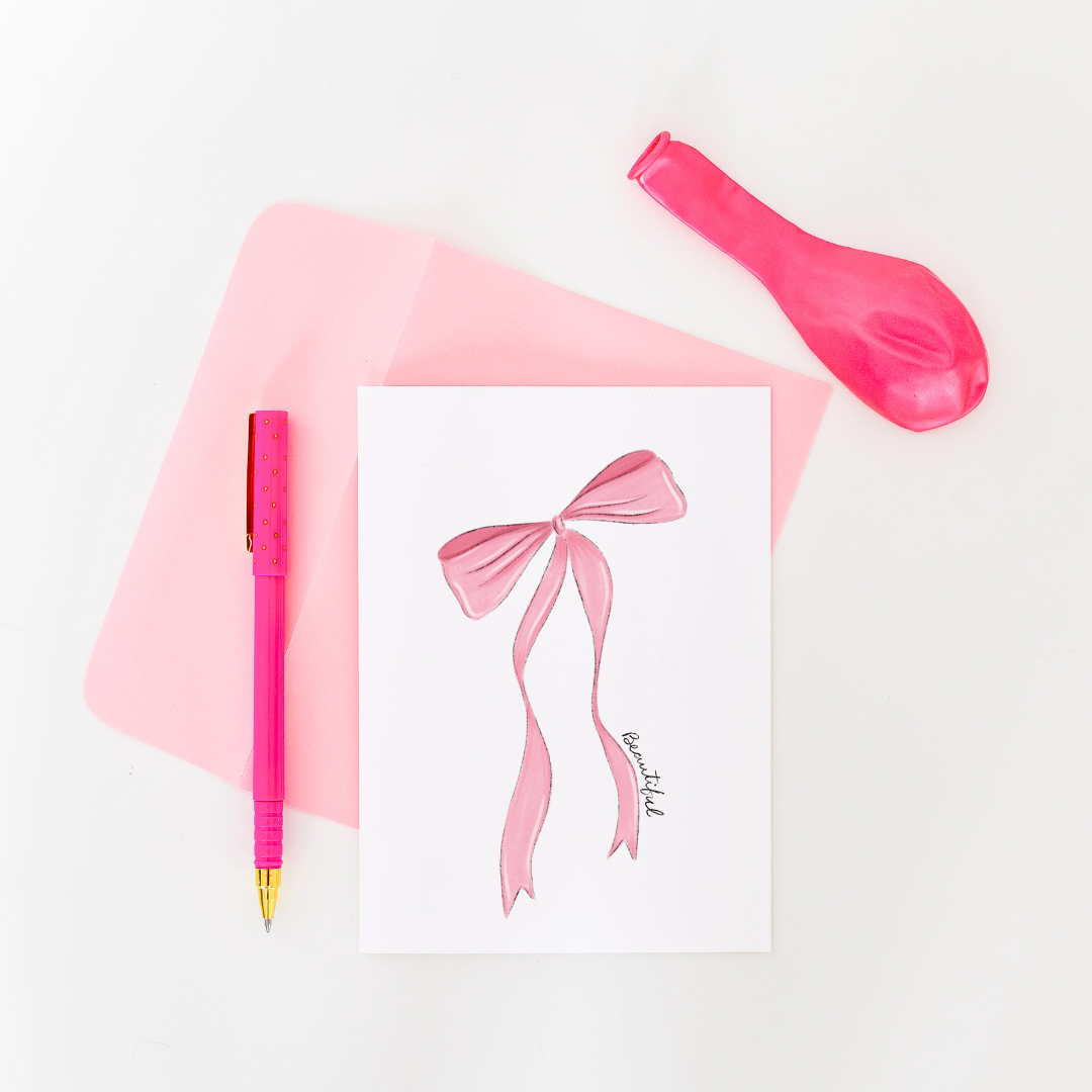 Pink Bow Greeting Card