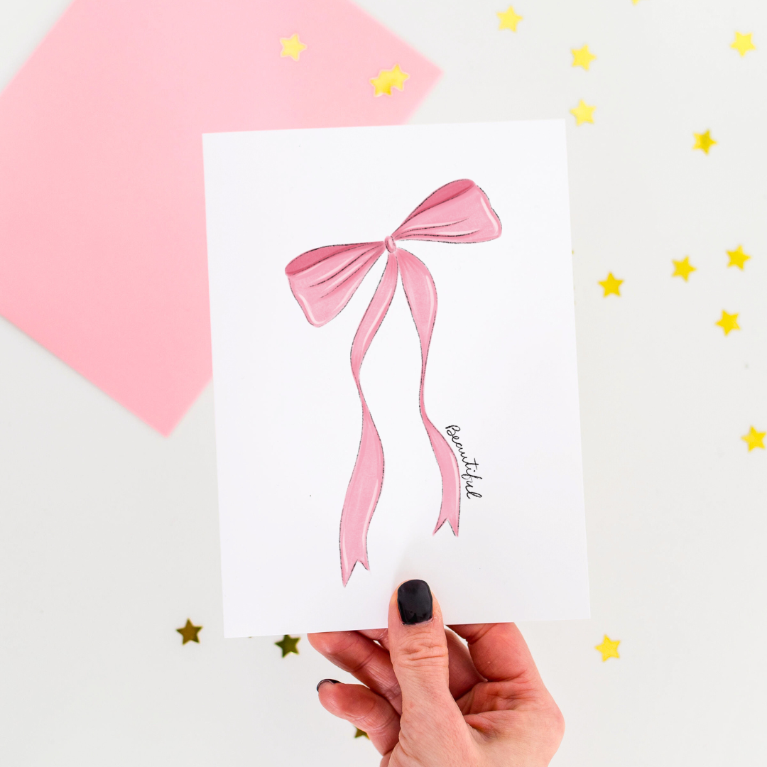 Pink Bow Greeting Card