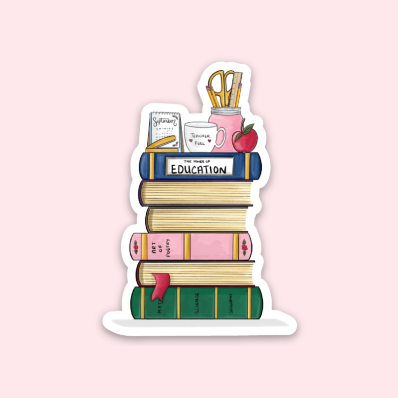 Book Stack (Mini) Sticker – the pretty pink studio