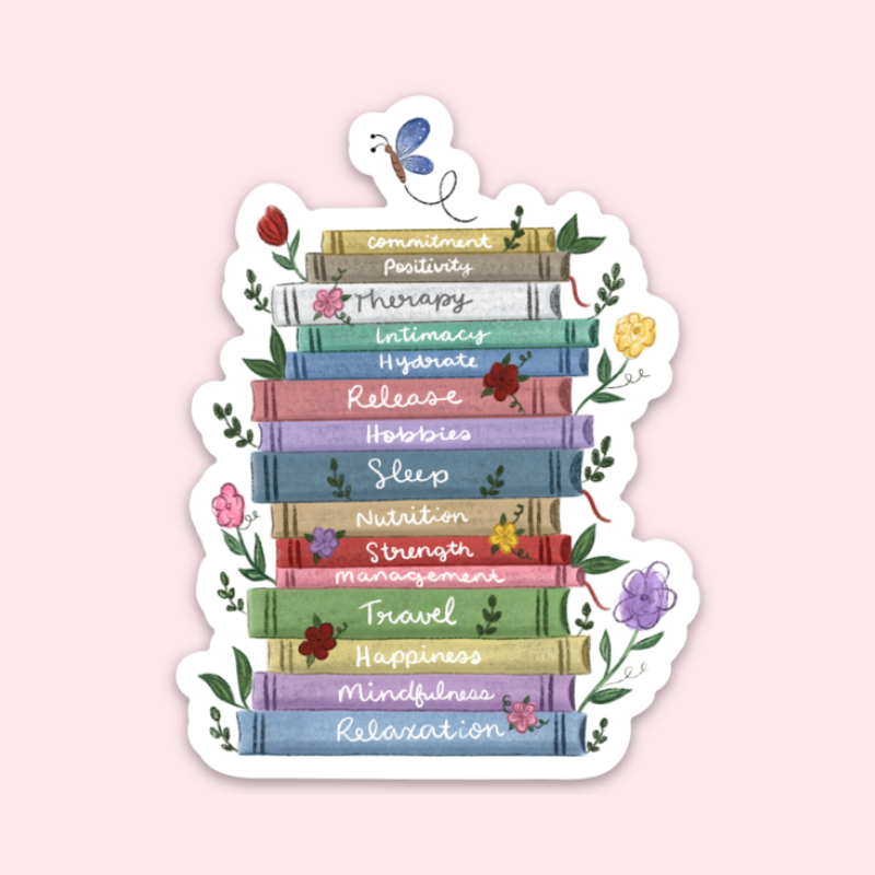 Self Help Book Stack Sticker