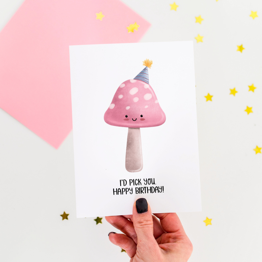 Pink Mushroom Greeting Card