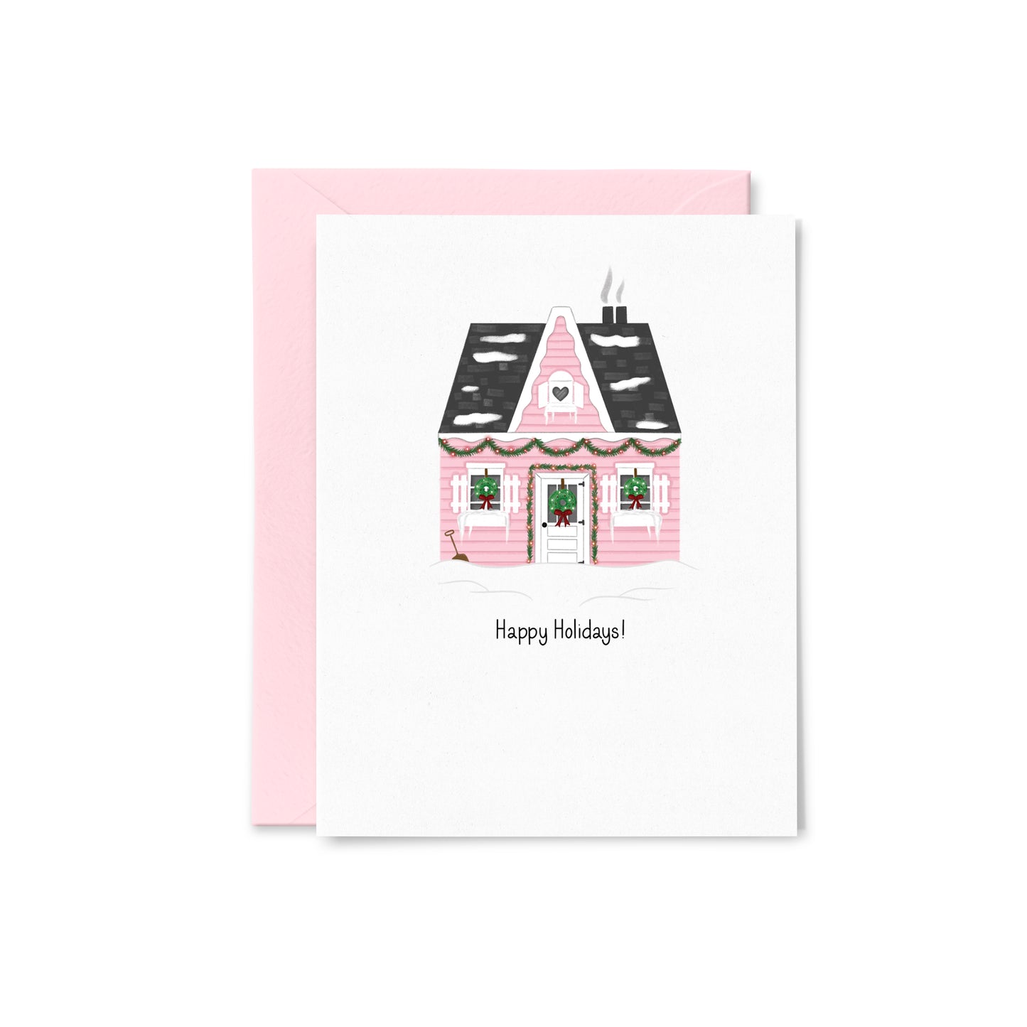 Pink Holiday House Greeting Card