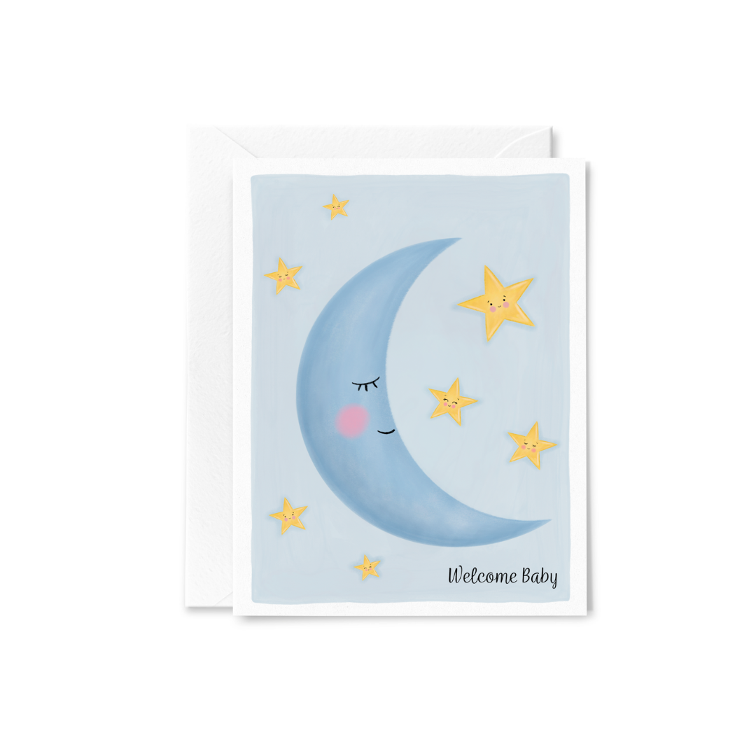 Welcome Little One Moon Greeting Card