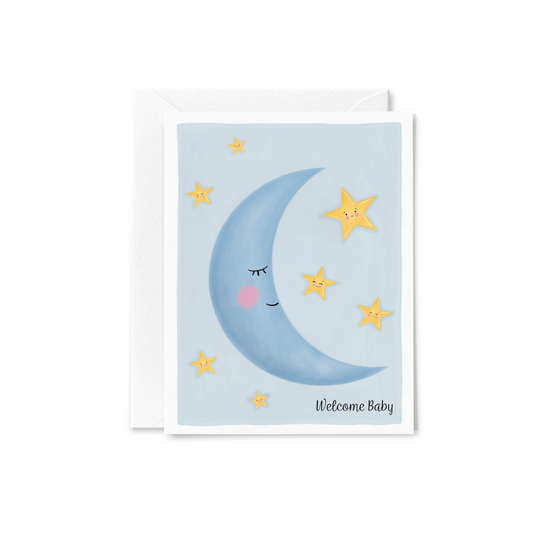 Welcome Little One Moon Greeting Card