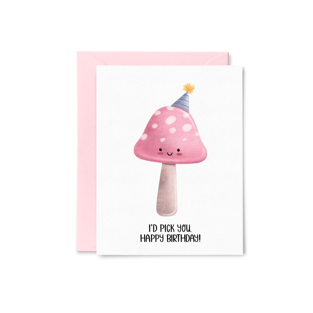 Pink Mushroom Greeting Card