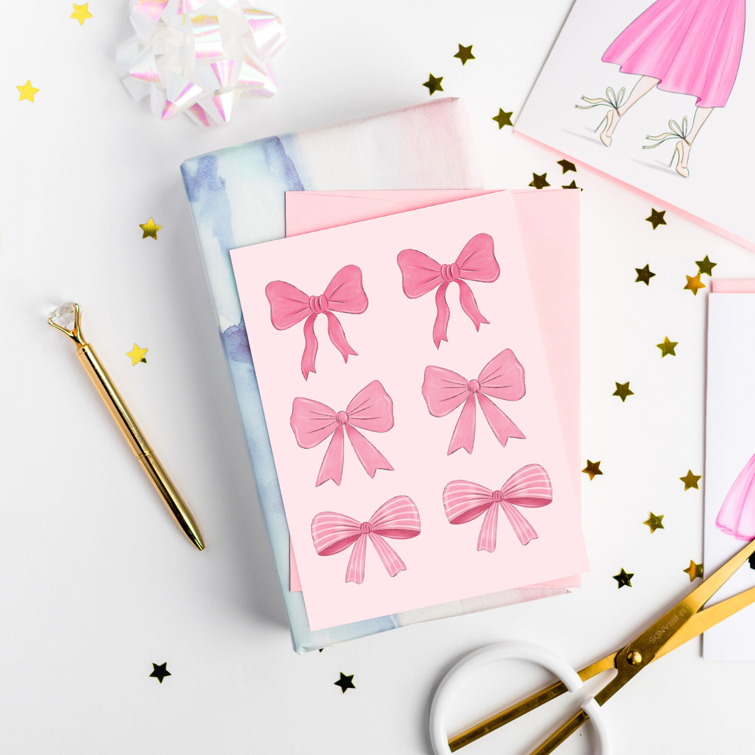 Pink Bows Greeting Card