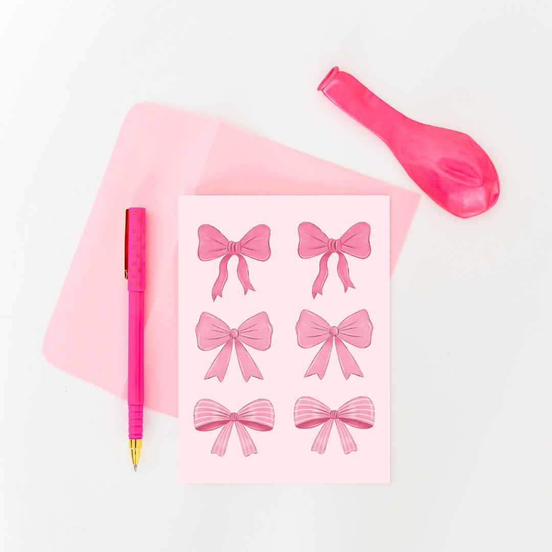 Pink Bows Greeting Card