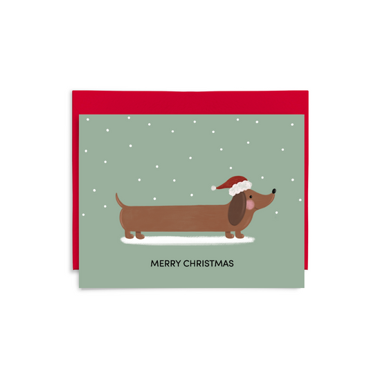 Dachshund Santa Hat Greeting Card