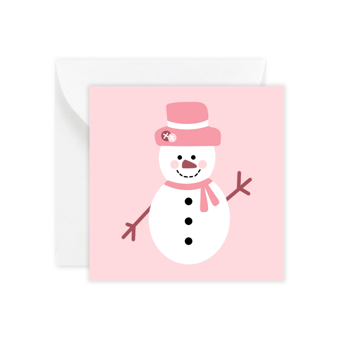 Pink Snowman Mini Greeting Card