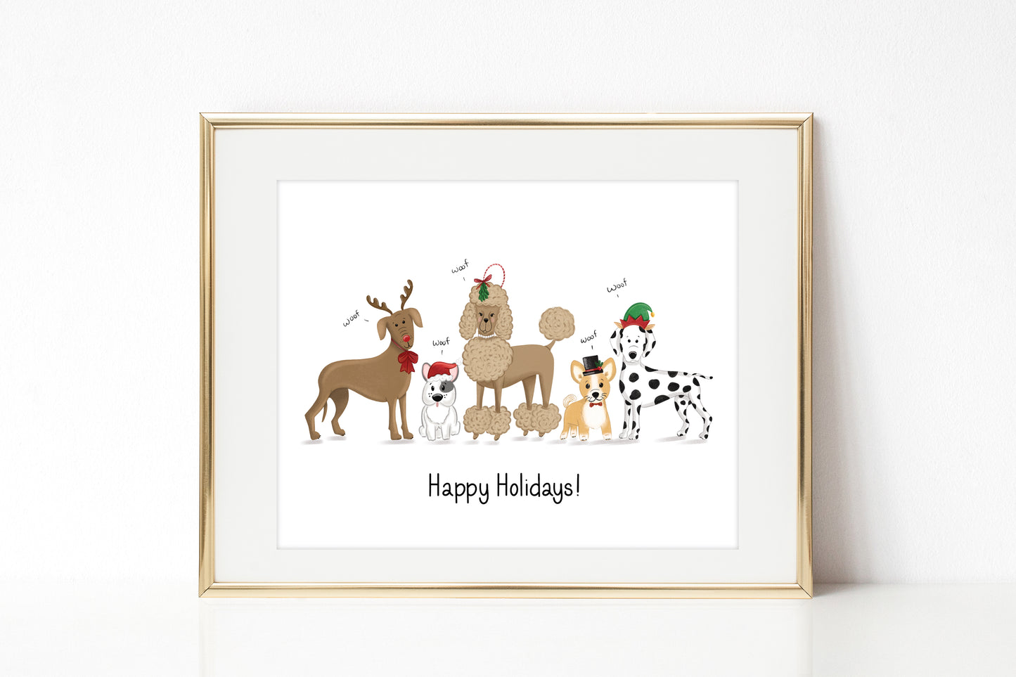 Holiday Dogs Art Print