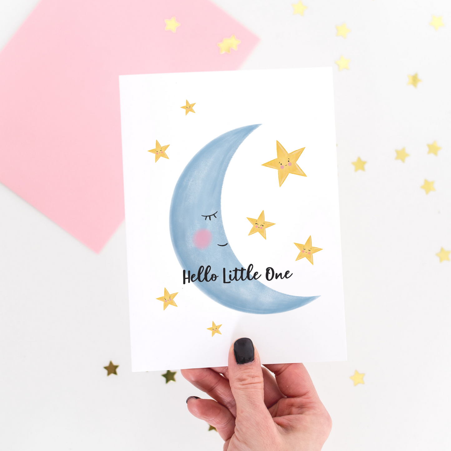 Welcome Little One Moon Greeting Card