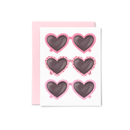 Pink Heart Sunglasses Greeting Card