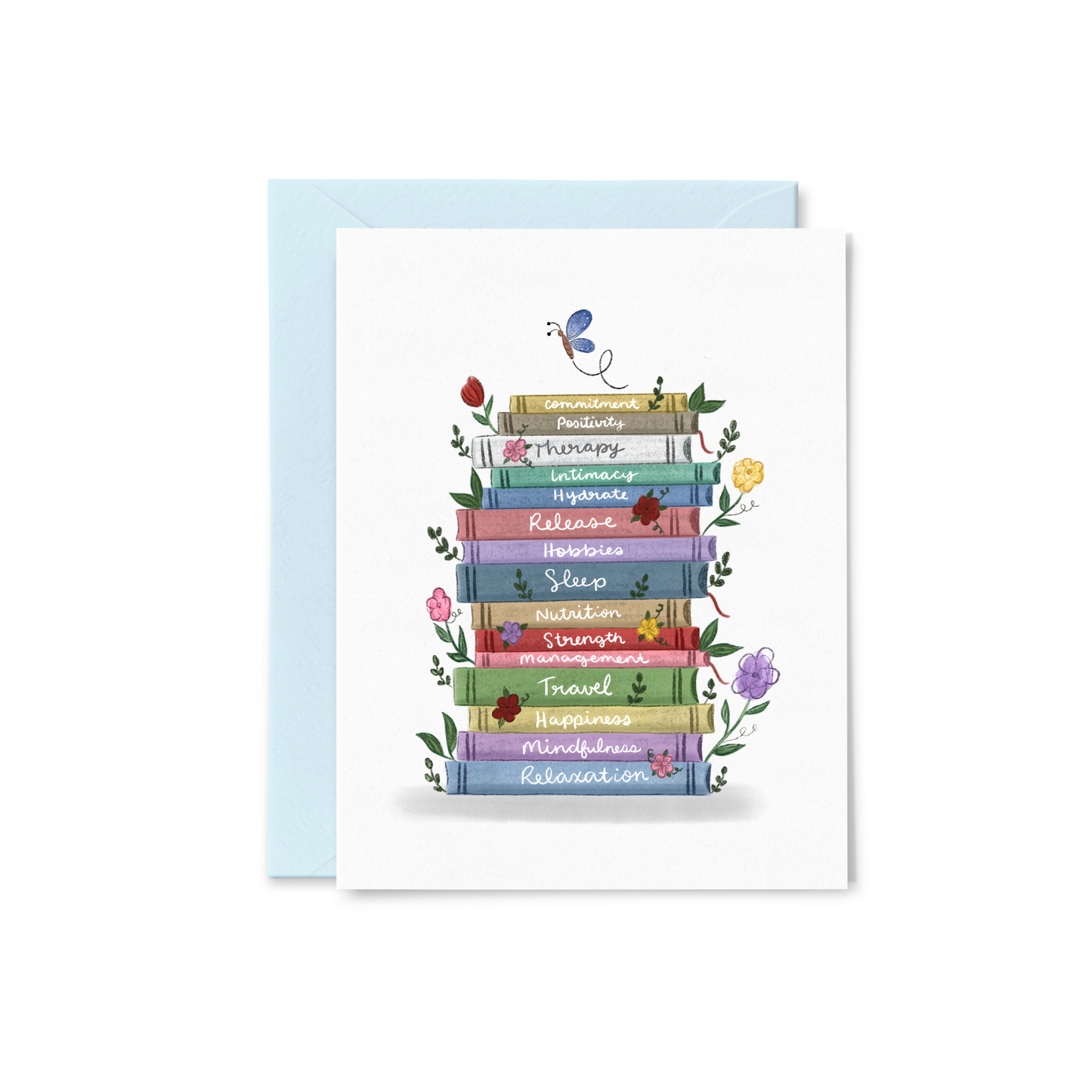 Book Stack Positivity Greeting Card