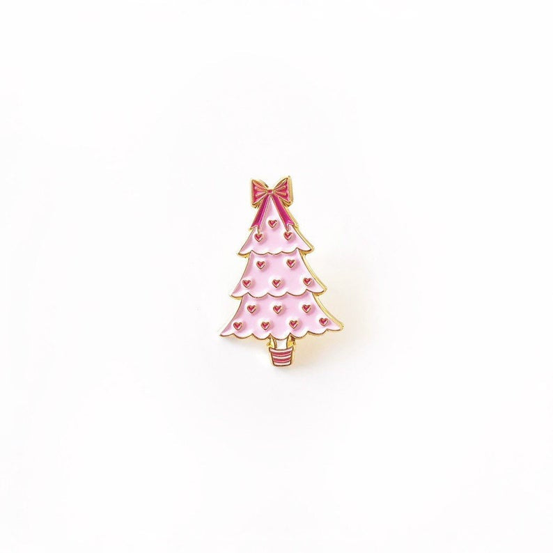 Pink Christmas Tree Enamel Pin